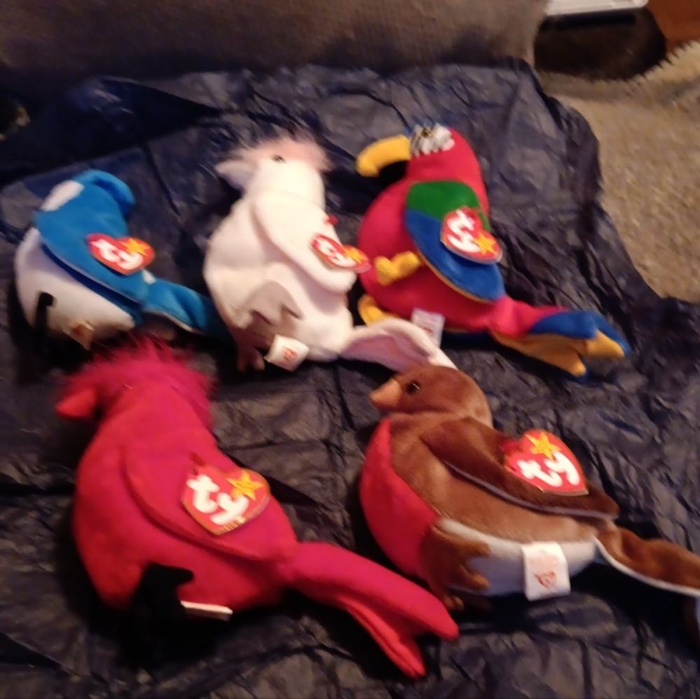 NWT TY BEANIE BABIES ROCKET, JABBER, EARLY, KUKU & MAC
